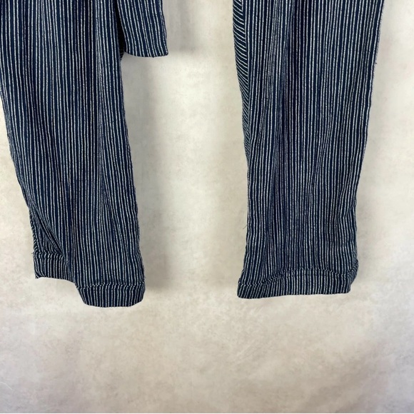 Free People Rumors Yarn Dye Stripe Paper Bag Pants Blue and White Striped - Picture 5 of 11